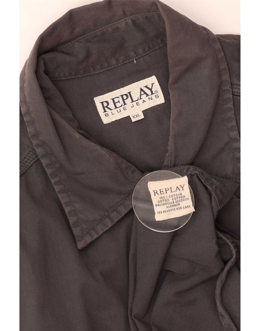 Replay Mens Denim Shirt 2XL Grey Cotton