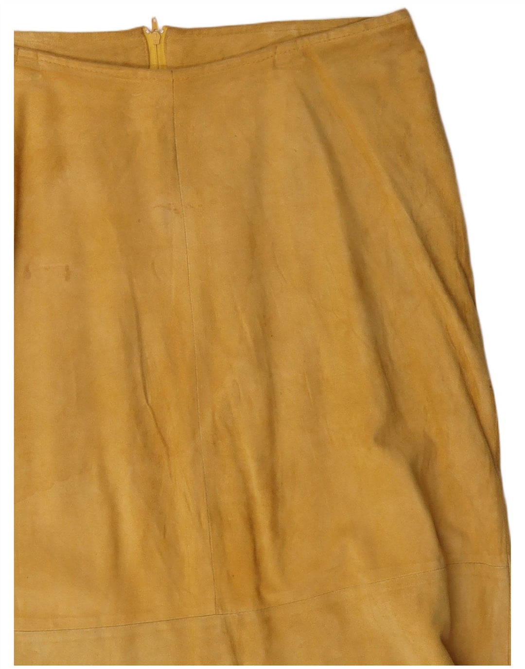 VINTAGE Womens Suede Skirt IT 44 Medium W30 Yellow Leather