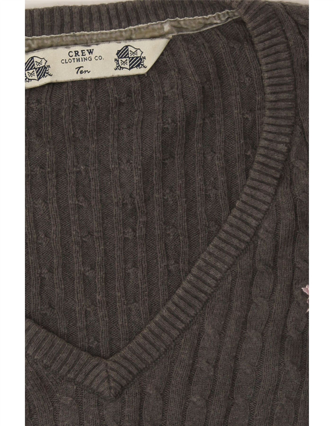 CREW CLOTHING Womens Oversized V-Neck Jumper Sweater UK 10 Small Grey Vintage Crew Clothing and Second-Hand Crew Clothing from Messina Hembry 