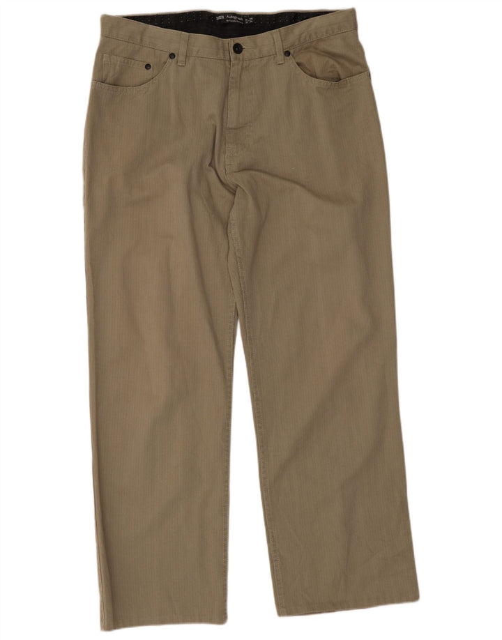 Marks & Spencer Mens Straight Casual Trousers W34 L29 Khaki