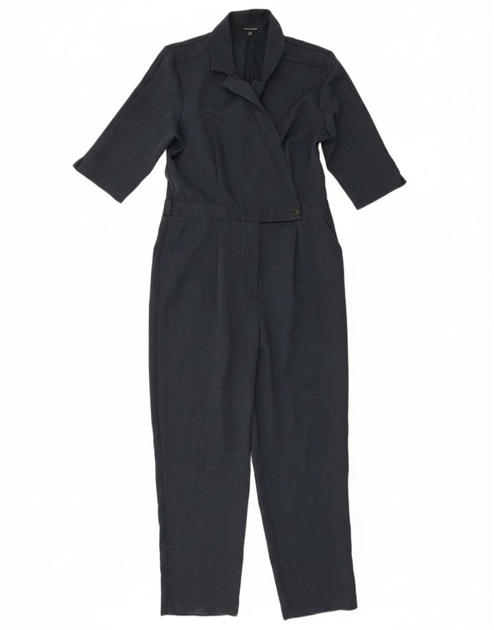 Warehouse Womens Jumpsuit UK 14 Large Navy Blue Polyester