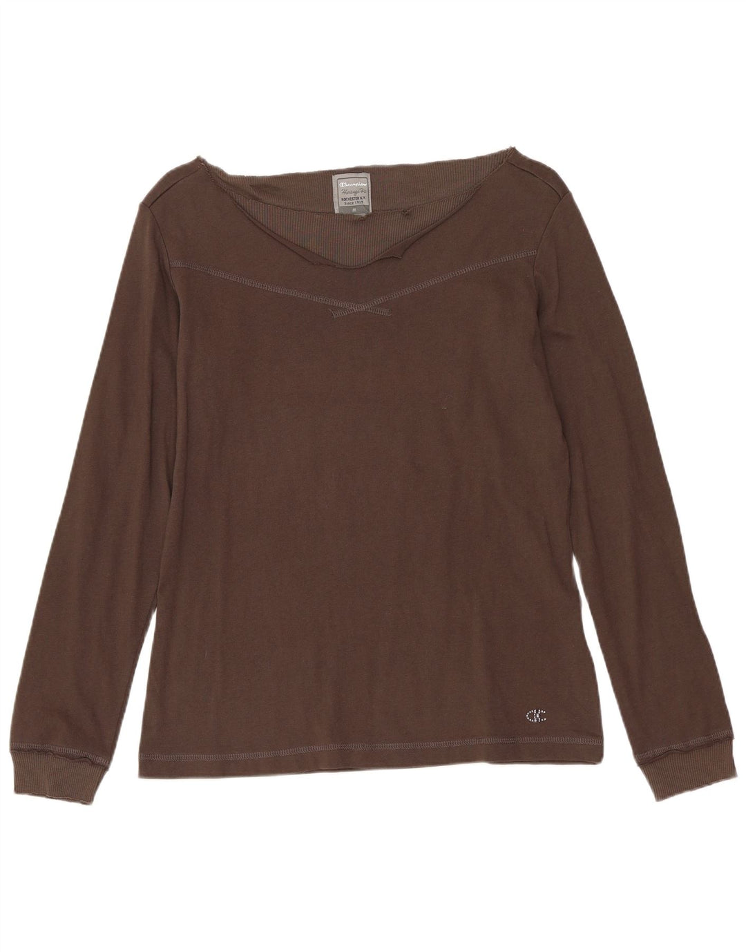 CHAMPION Womens Heritage Fit Top Long Sleeve UK 12 Medium Brown