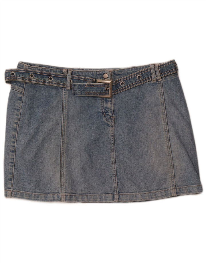 RIVER ISLAND Womens Low Waist Denim Skirt UK 14 Large W34 Blue Cotton
