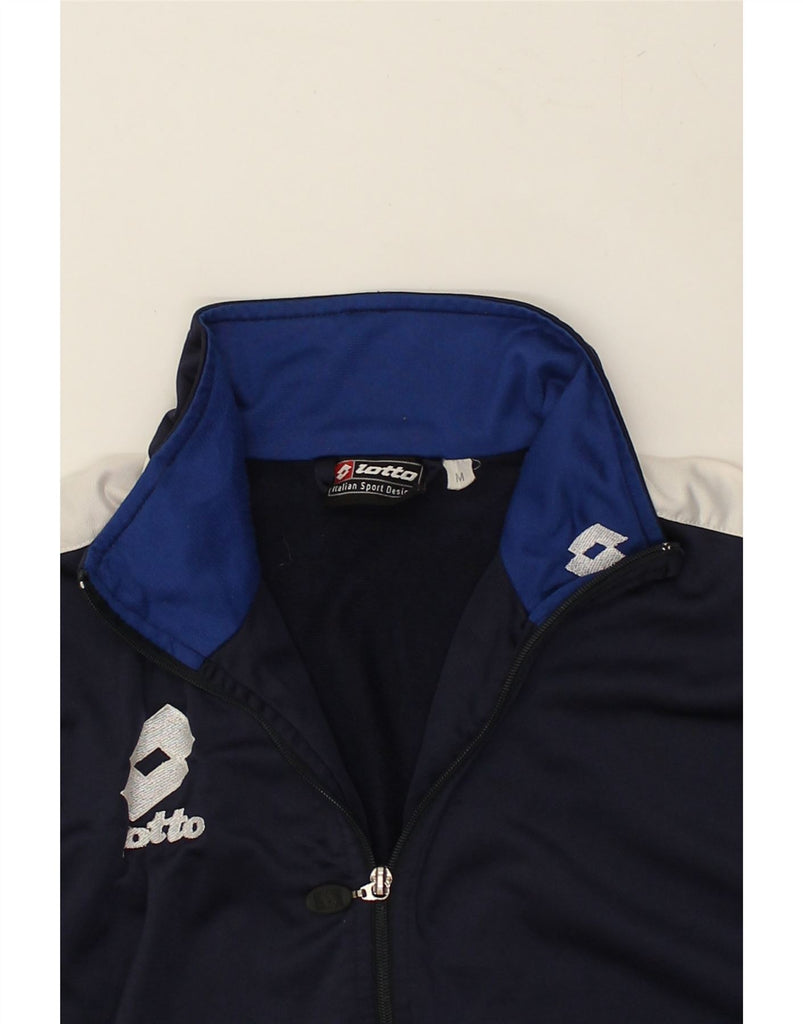 LOTTO Mens Tracksuit Top Jacket Medium Navy Blue Colourblock | Vintage Lotto | Thrift | Second-Hand Lotto | Used Clothing | Messina Hembry 