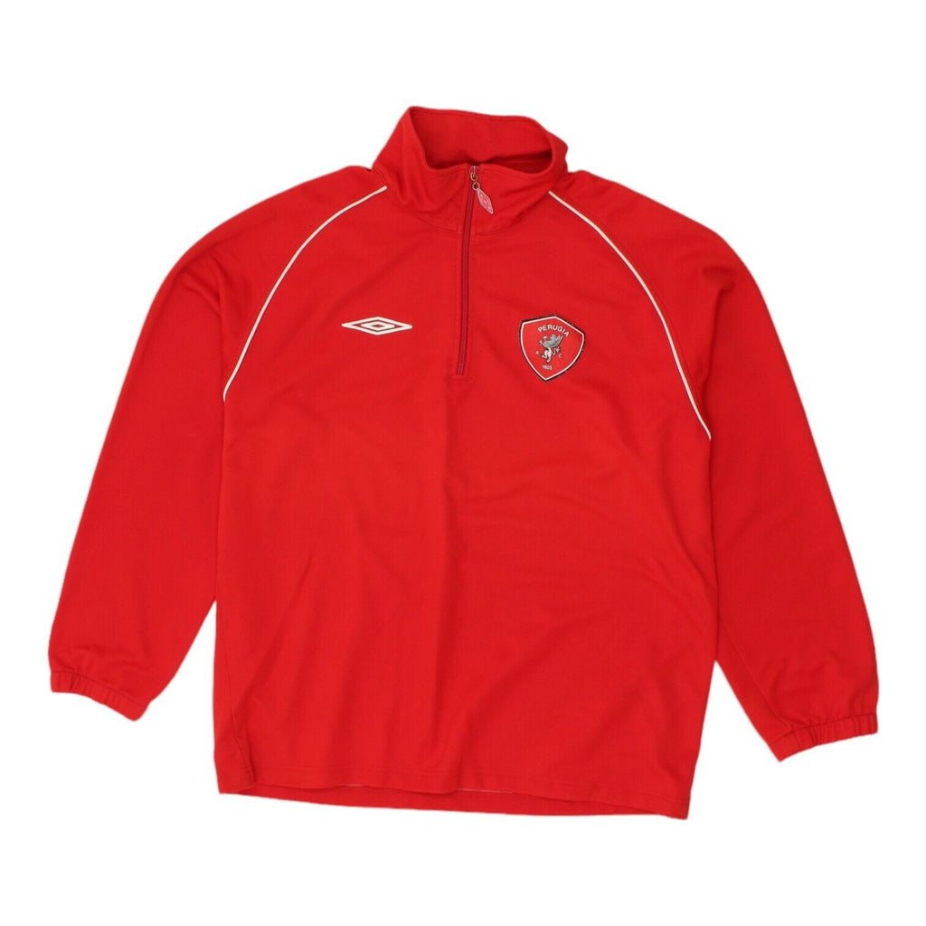 AC Perugia Calcio Umbro Mens Red Half Zip Training Jacket | Vintage Football | Vintage Messina Hembry | Thrift | Second-Hand Messina Hembry | Used Clothing | Messina Hembry 