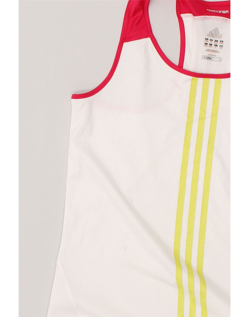 ADIDAS Womens Climacool Graphic Vest Top UK 8/10 Small White Colourblock | Vintage Adidas | Thrift | Second-Hand Adidas | Used Clothing | Messina Hembry 