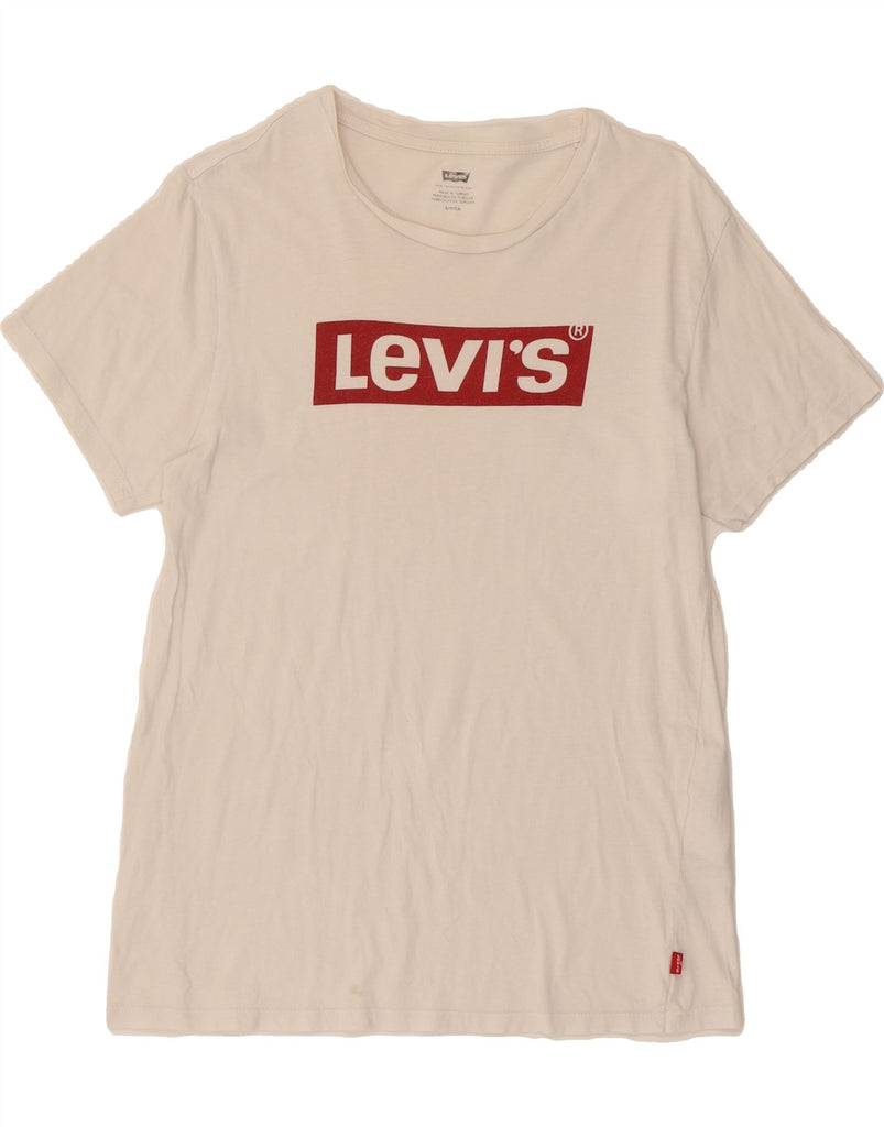 LEVI'S Mens Graphic T-Shirt Top Small Off White Cotton Vintage Levi's and Second-Hand Levi's from Messina Hembry 