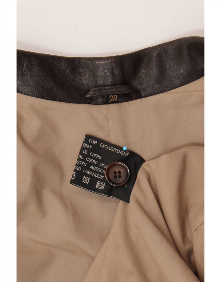 Vintage Womens 3 Button Leather Blazer Jacket EU 38 Medium Brown Leather