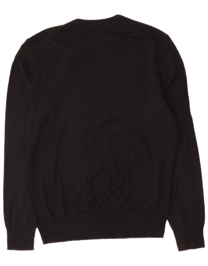 Gap Mens V-Neck Jumper Sweater Medium Black Merino Wool