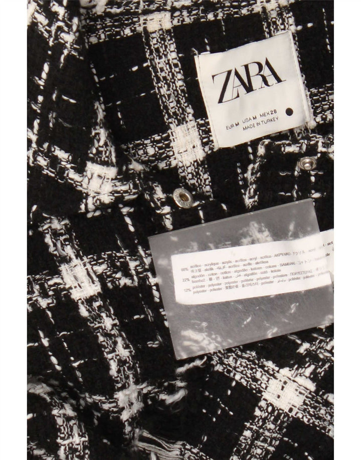 Zara Womens Overshirt Oversized Shirt UK 14 Medium Black Check Acrylic