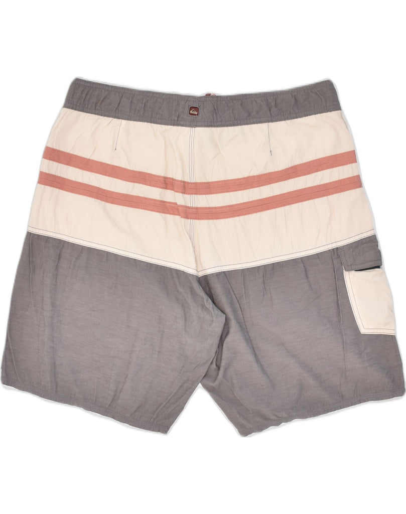 QUIKSILVER Mens Swimming Shorts XL Grey Colourblock Polyester | Vintage Quiksilver | Thrift | Second-Hand Quiksilver | Used Clothing | Messina Hembry 