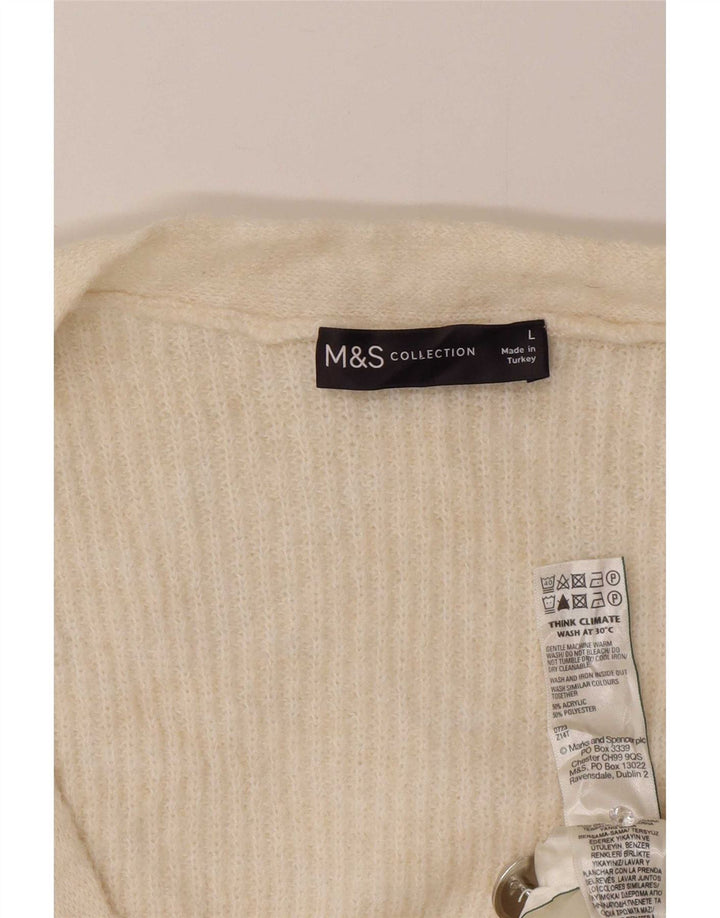 Marks & Spencer Womens Oversized Cardigan Sweater UK 16 Large Off White