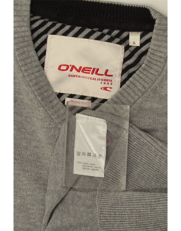 O'Neill Mens V-Neck Jumper Sweater Small Grey Cotton