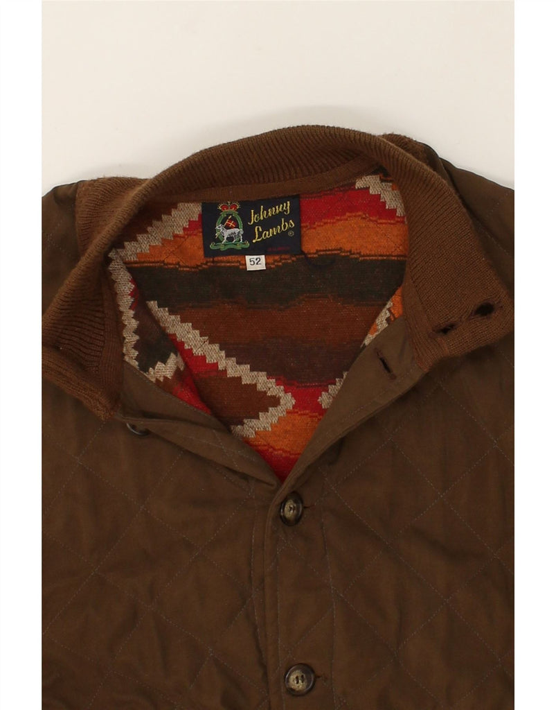 JOHNNY LAMBS Mens Quilted Bomber Jacket IT 52 XL Brown Polyester | Vintage Johnny Lambs | Thrift | Second-Hand Johnny Lambs | Used Clothing | Messina Hembry 