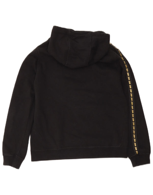 Nike Boys Graphic Hoodie Jumper 12-13 Years Large Black Cotton