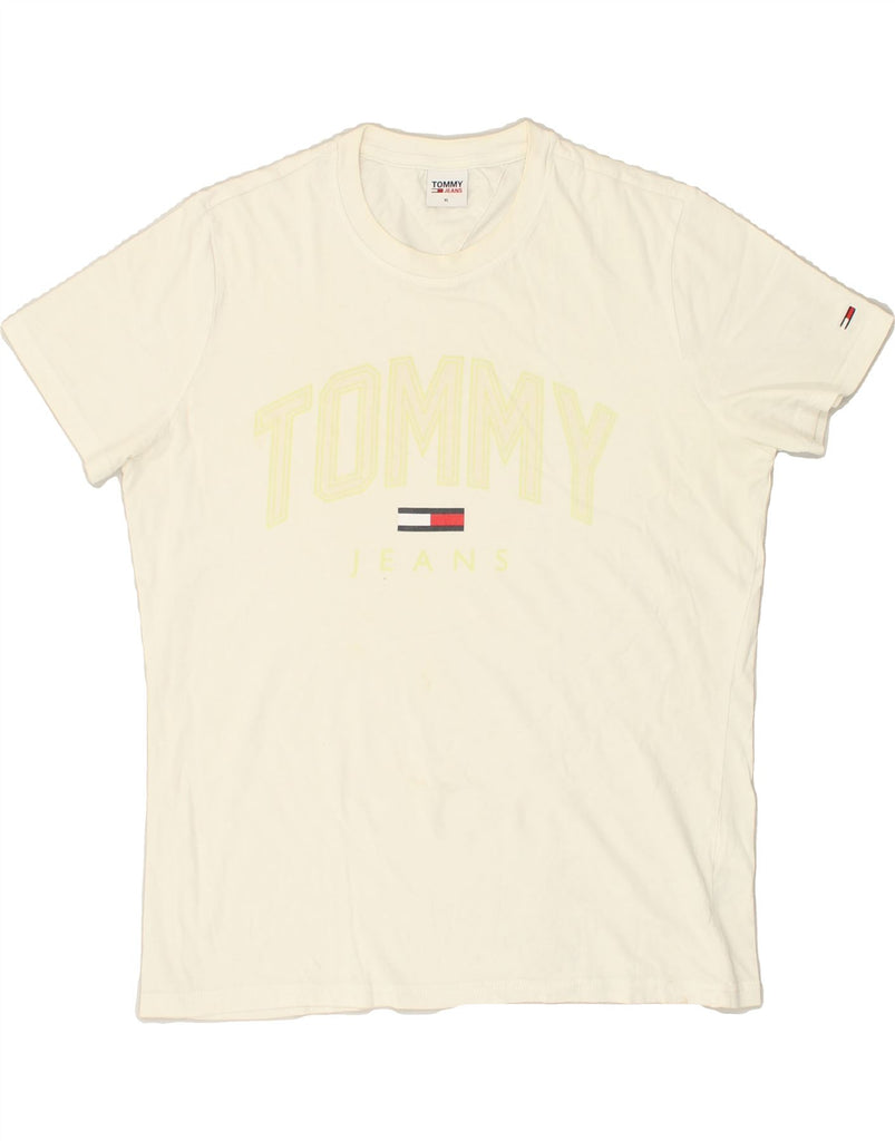 TOMMY HILFIGER Mens Graphic T-Shirt Top XL Off White Cotton | Vintage Tommy Hilfiger | Thrift | Second-Hand Tommy Hilfiger | Used Clothing | Messina Hembry 