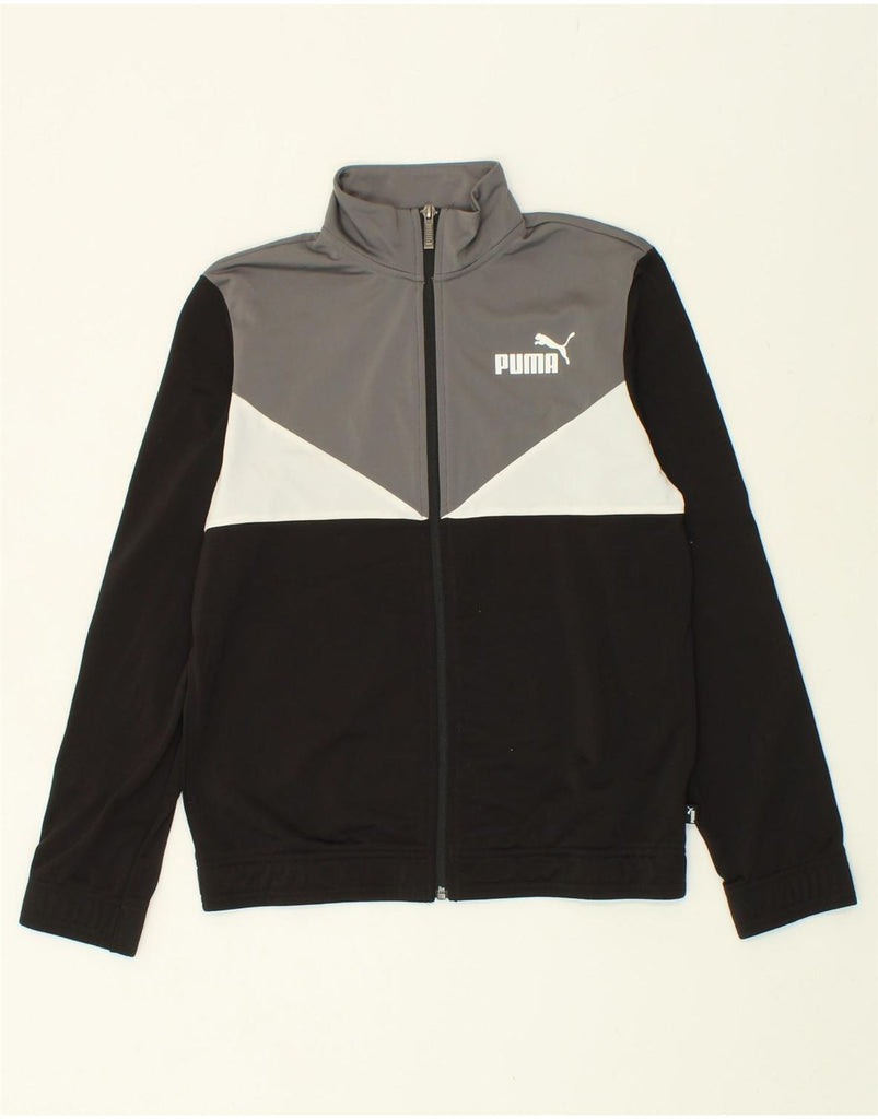 PUMA Boys Tracksuit Top Jacket 13-14 Years Black Colourblock Polyester Vintage Puma and Second-Hand Puma from Messina Hembry 