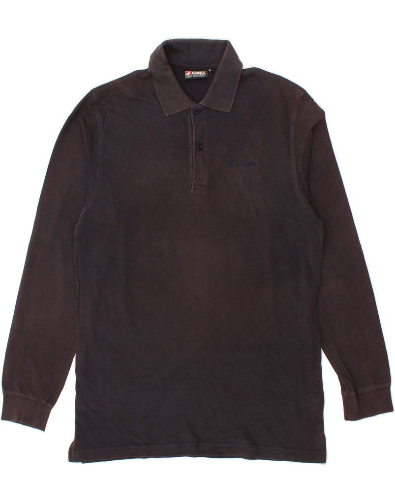LOTTO Mens Long Sleeve Polo Shirt XL Navy Blue Cotton Vintage Lotto and Second-Hand Lotto from Messina Hembry 