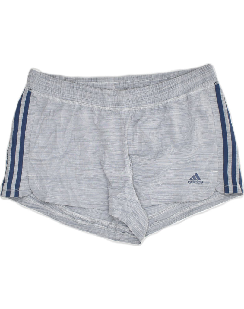 ADIDAS Womens Aeroready Sport Shorts UK 16-18 Large Grey Striped | Vintage Adidas | Thrift | Second-Hand Adidas | Used Clothing | Messina Hembry 