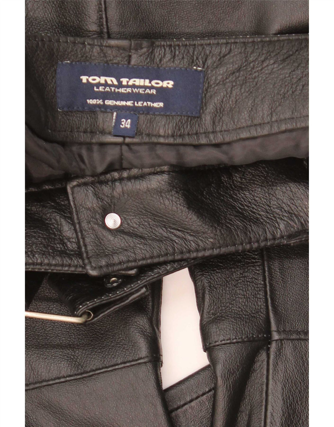 Tom Tailor Womens Bootcut Leather Trousers EU 34 XS W28 L32 Black Leather