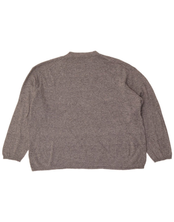 Zara Womens Oversized Crew Neck Jumper Sweater UK 16 Large Grey Wool