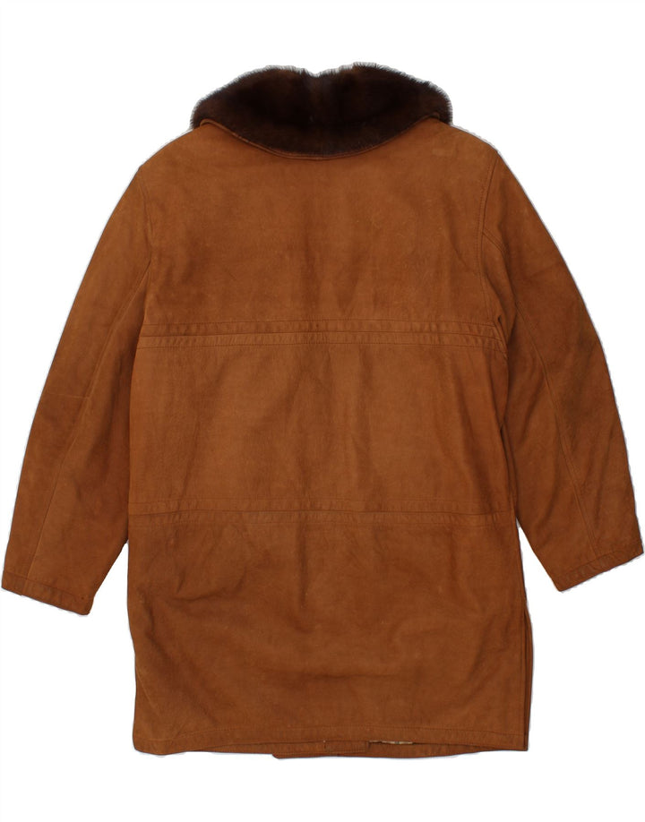 VINTAGE Womens Leather Coat EU 42 Large Brown Vintage Vintage and Second-Hand Vintage from Messina Hembry 
