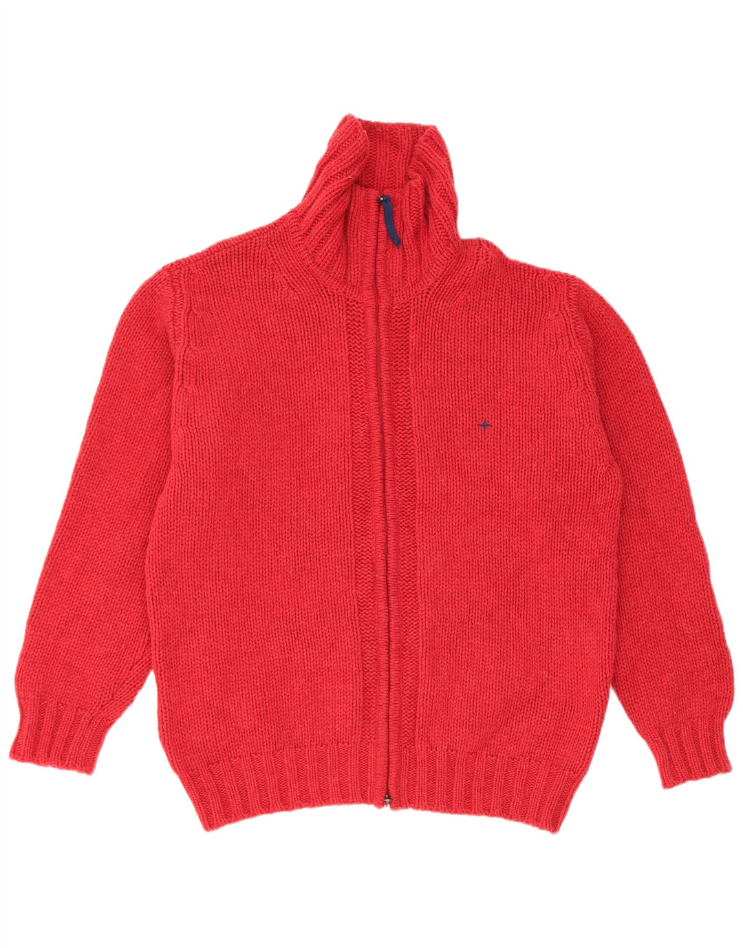 White Sails Mens Cardigan Sweater Large Red Virgin Wool