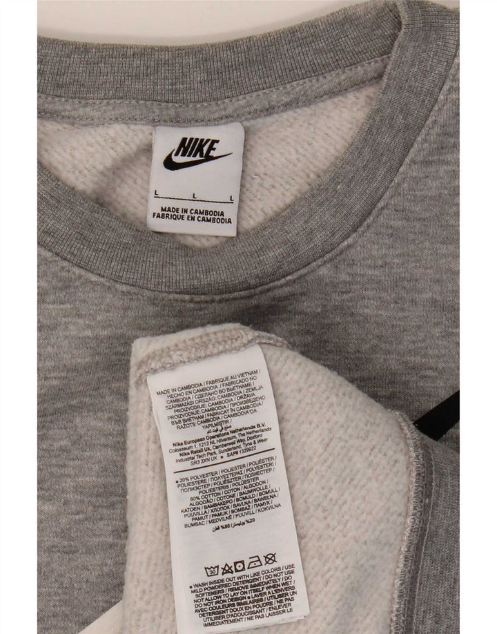 Nike Mens Graphic Sweatshirt Jumper Large Grey Cotton