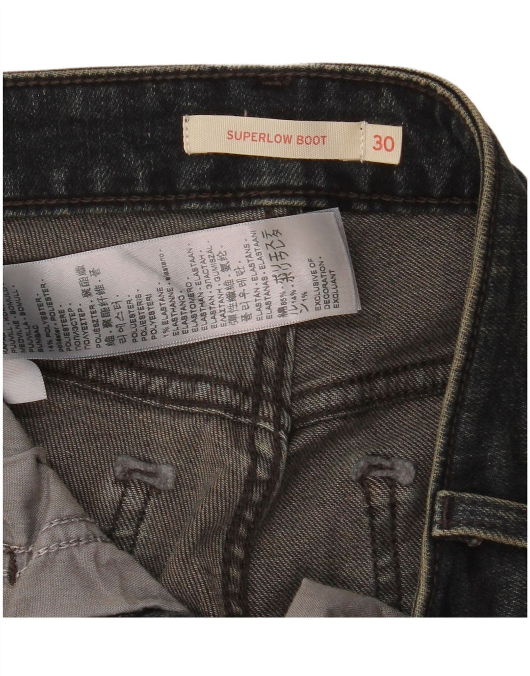 Levi's Womens Super Low Bootcut Jeans W30 L34 Black Cotton