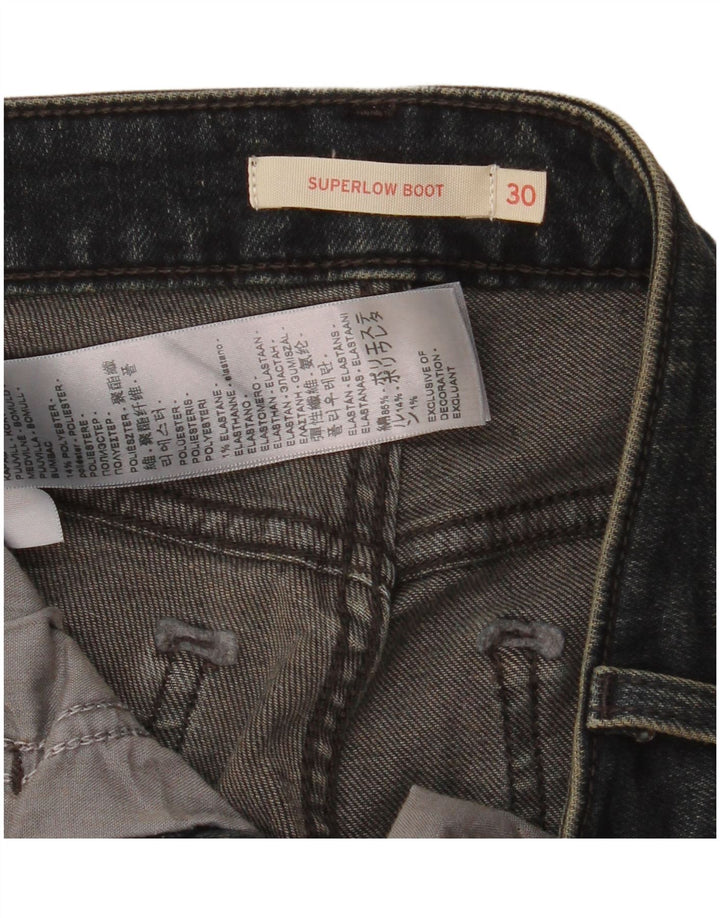 Levi's Womens Super Low Bootcut Jeans W30 L34 Black Cotton