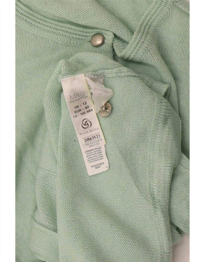 Marks & Spencer Womens Cardigan Sweater UK 12 Medium Green Acrylic