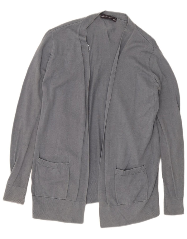 Marks & Spencer Womens Open Cardigan Sweater UK 12 Medium Grey Cotton
