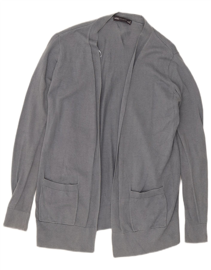 Marks & Spencer Womens Open Cardigan Sweater UK 12 Medium Grey Cotton