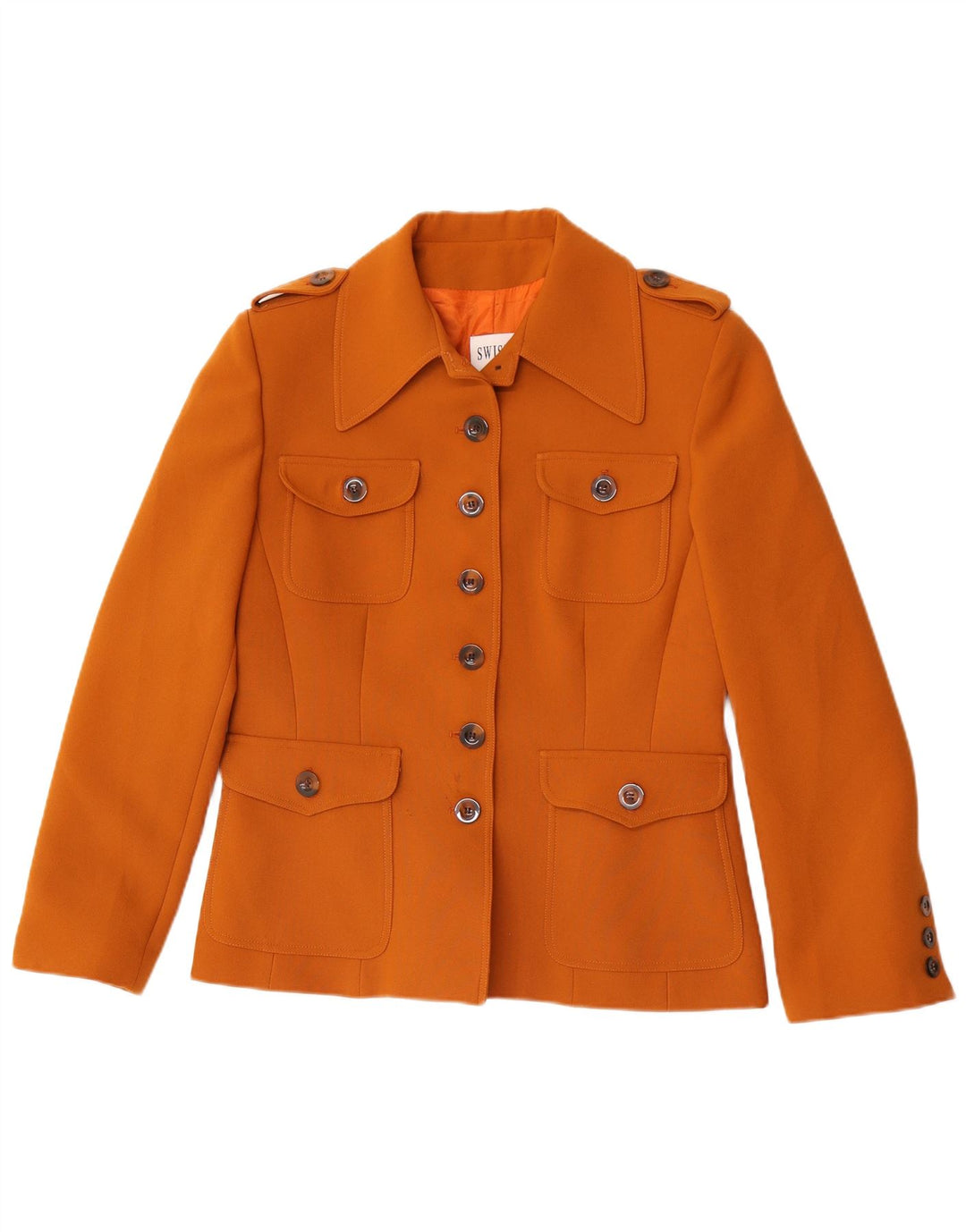 Swish Womens Military 6 Button Blazer Jacket IT 46 Large Brown Polyester