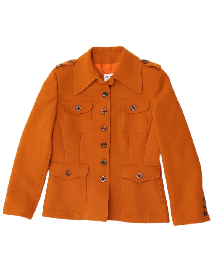 Swish Womens Military 6 Button Blazer Jacket IT 46 Large Brown Polyester