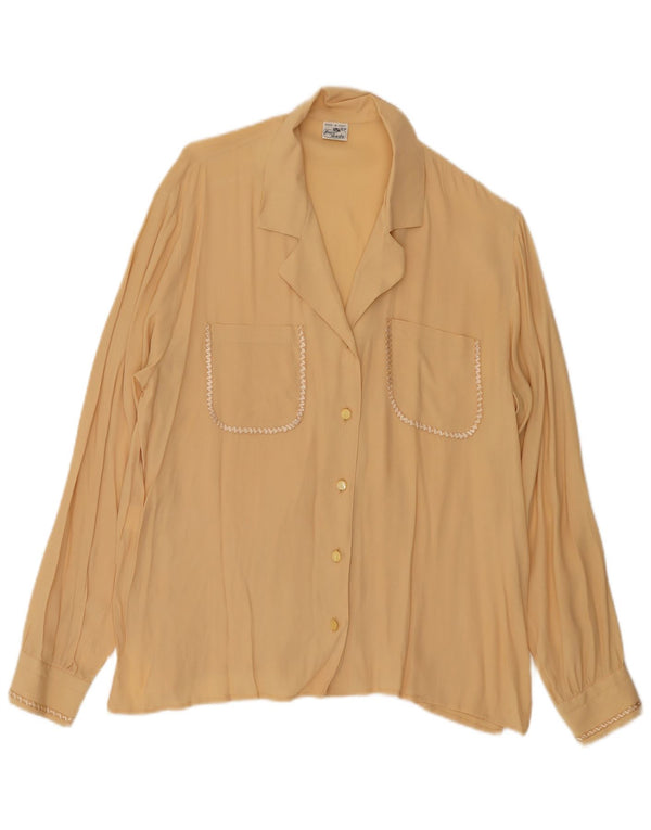 Vintage Womens Shirt Blouse IT 46 Large Beige Acetate