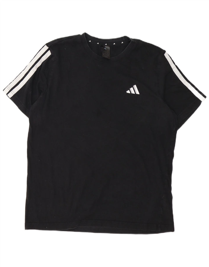 Adidas Mens T-Shirt Top Large Black Cotton