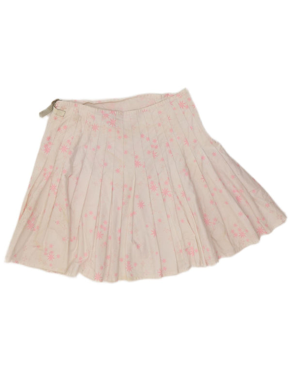 Custo Womens Mini Pleated Skirt EU 40 Medium W28 White Floral Cotton