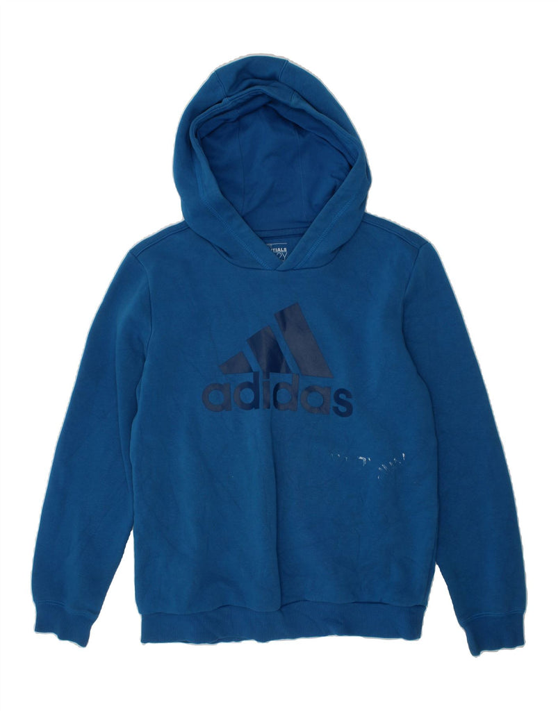 ADIDAS Boys Graphic Hoodie Jumper 11-12 Years Blue Cotton Vintage Adidas and Second-Hand Adidas from Messina Hembry 