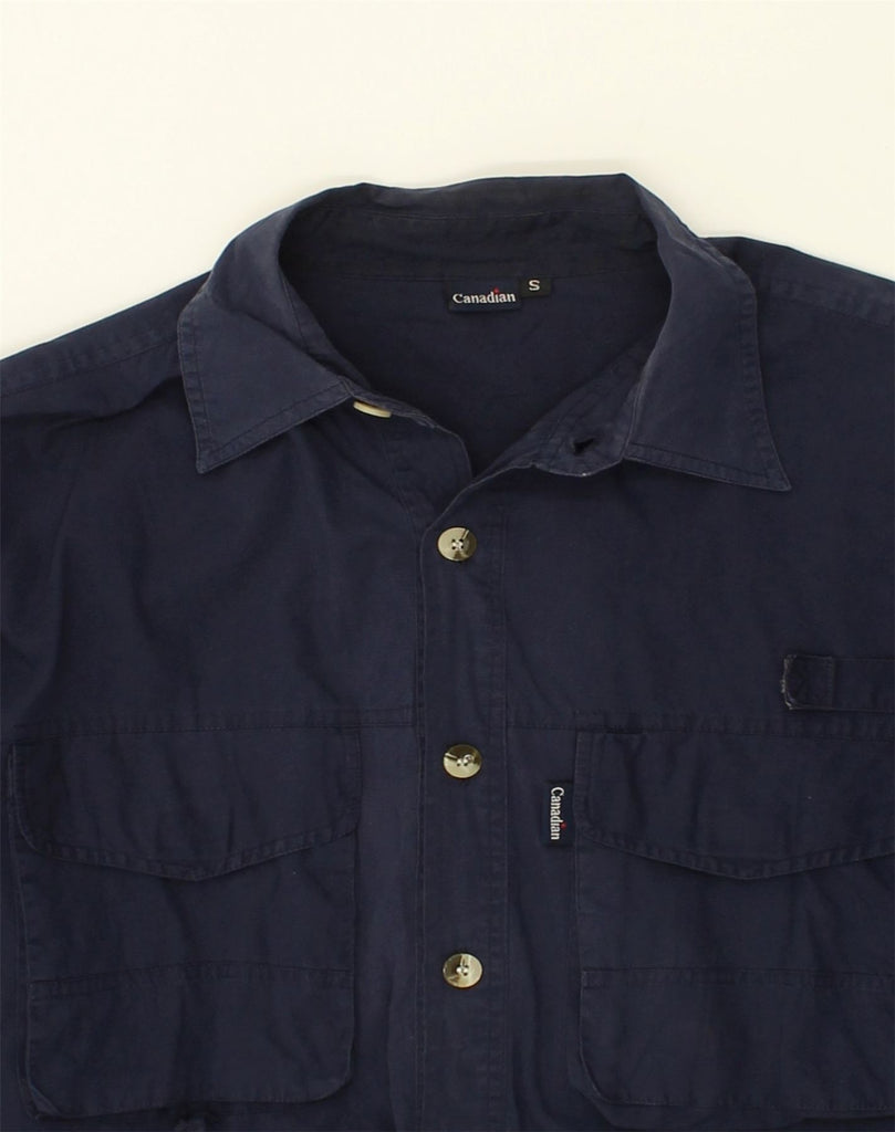 CANADIAN Mens Shirt Small Navy Blue Cotton | Vintage Canadian | Thrift | Second-Hand Canadian | Used Clothing | Messina Hembry 