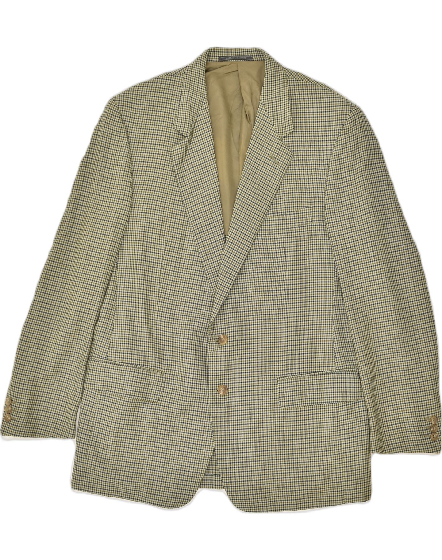 AQUASCUTUM Mens 2 Button Blazer Jacket IT 54 2XL Khaki Check