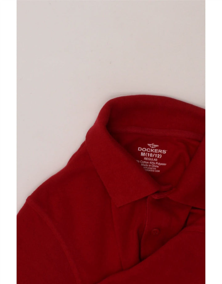 DOCKERS Boys Regular Polo Shirt 10-11 Years Medium Red Cotton Vintage Dockers and Second-Hand Dockers from Messina Hembry 