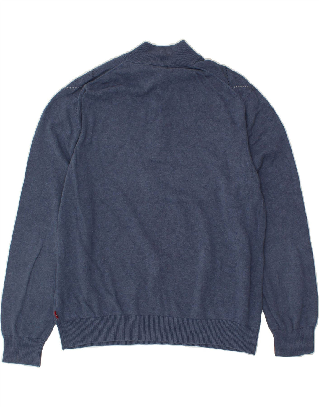 IZOD Mens Zip Neck Jumper Sweater Large Navy Blue Argyle/Diamond Cotton Vintage Izod and Second-Hand Izod from Messina Hembry 