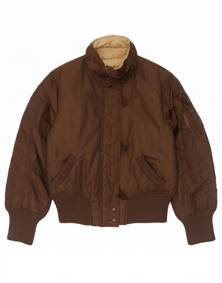 Vintage Womens Reversible Padded Jacket EU 42 Large Brown Polyester