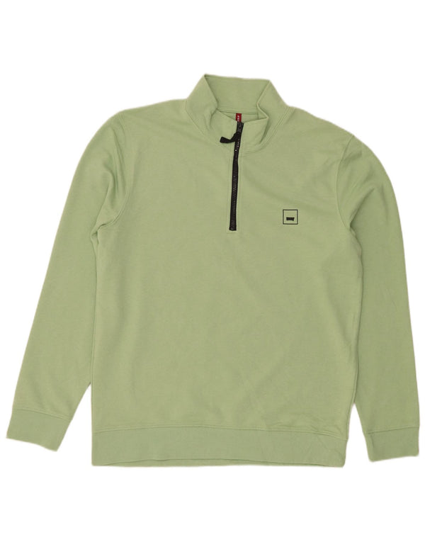 Carrera Mens Zip Neck Sweatshirt Jumper XL Green Cotton