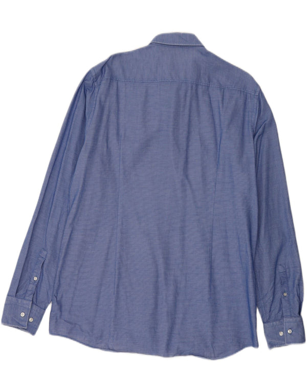 Hugo Boss Mens Slim Fit Shirt Size 17 1/2 44 XL Blue Cotton