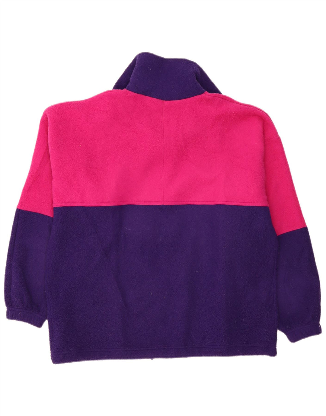 ALEXANDER Mens Zip Neck Fleece Jumper XL Purple Colourblock Polyester