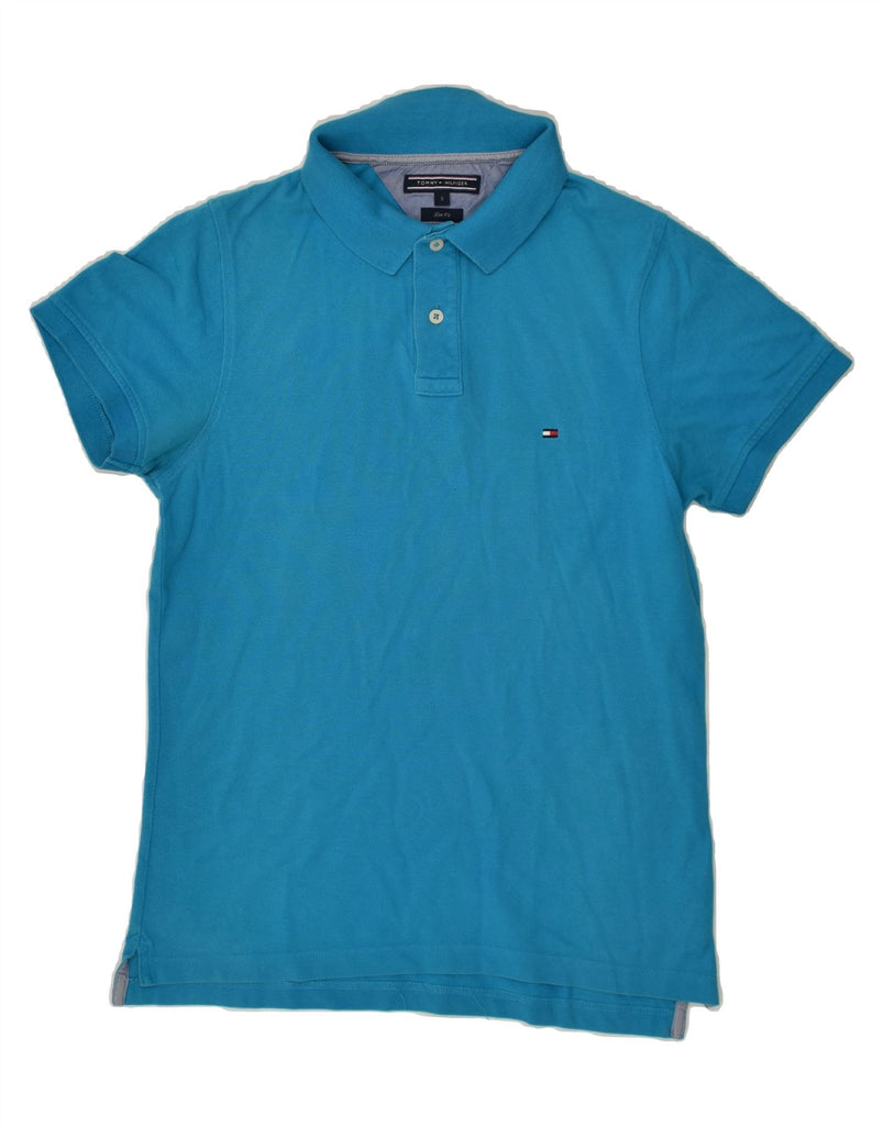 TOMMY HILFIGER Mens Slim Fit Polo Shirt Small Blue Cotton | Vintage Tommy Hilfiger | Thrift | Second-Hand Tommy Hilfiger | Used Clothing | Messina Hembry 