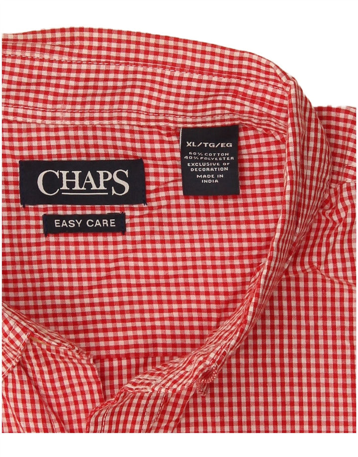 Chaps Mens Easy Care Shirt XL Red Gingham Cotton