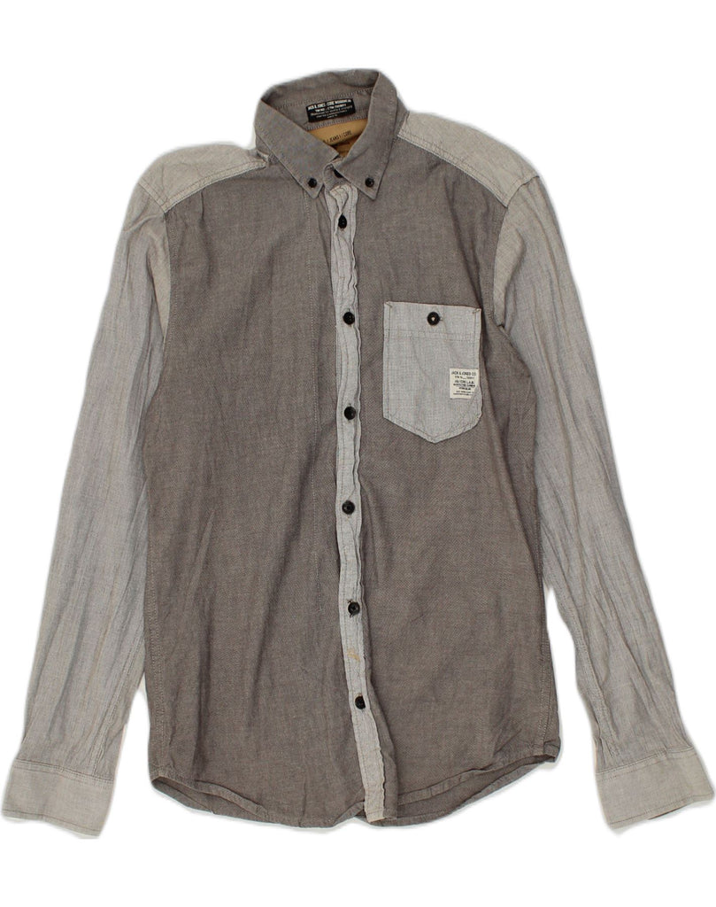 JACK & JONES Mens Shirt Small Grey Colourblock Cotton | Vintage Jack & Jones | Thrift | Second-Hand Jack & Jones | Used Clothing | Messina Hembry 